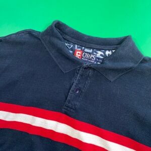 Chaps Ralph Lauren Mens XL Navy Red White Stripe Short Sleeve Polo Shirt